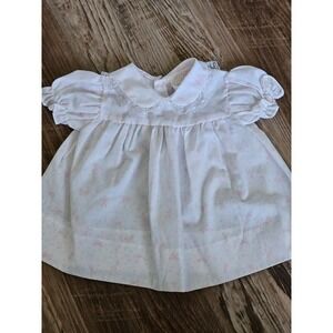 Mayfair Vintage Baby Girl Dress Pink Bow Print Lace‎ Collar White 0-3 Months
